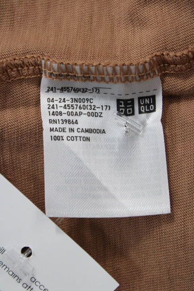 Uniqlo Womens Brown Cropped Crew Neck Short Sleeve Cotton T-Shirt Size S