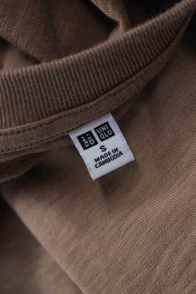 Uniqlo Womens Brown Cropped Crew Neck Short Sleeve Cotton T-Shirt Size S