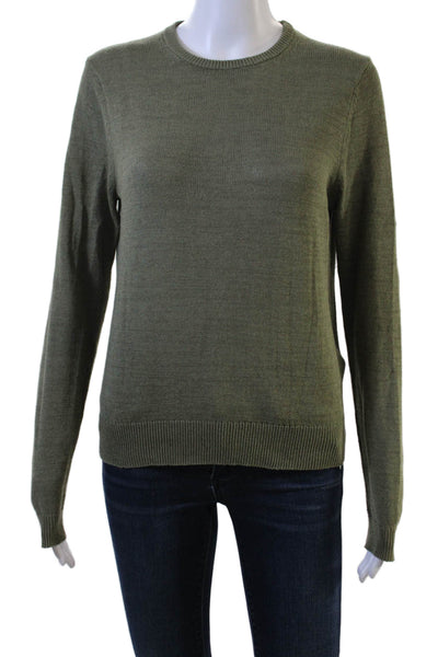 Zara Women Pullover Sweater Army Green Crew Neck Long Sleeve Size S