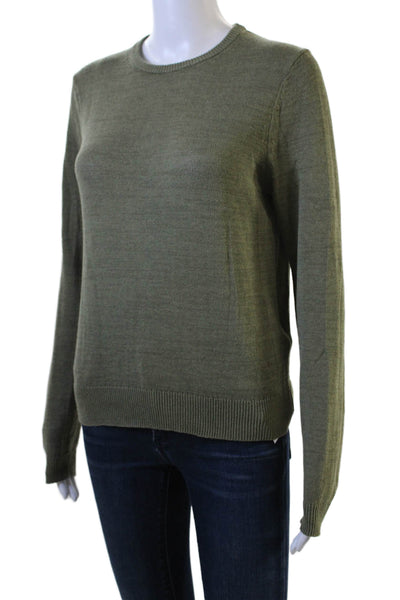 Zara Women Pullover Sweater Army Green Crew Neck Long Sleeve Size S