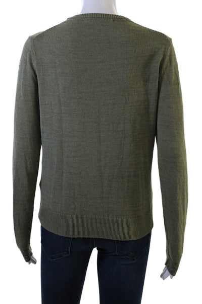 Zara Women Pullover Sweater Army Green Crew Neck Long Sleeve Size S