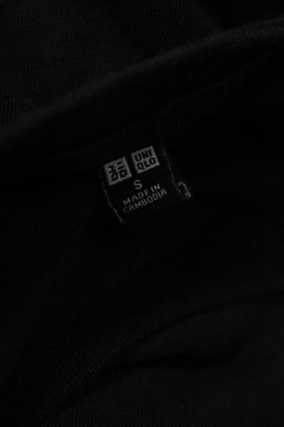 Uniqlo Womens Cropped Basic Black Cotton Crew Neck T-Shirt Short Sleeve Size S