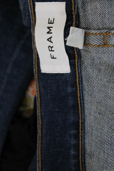 Frame Women Ankle Cropped Dark Blue Mid Rise Jeans Button Closure Size 27