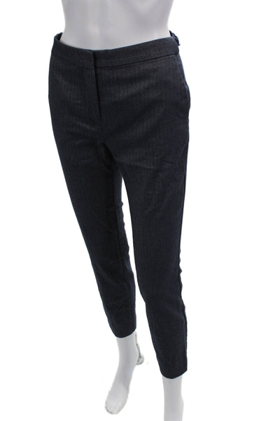 Zara Women Cropped Ankle Dress Pants Dark Blue Striped Size S