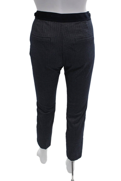Zara Women Cropped Ankle Dress Pants Dark Blue Striped Size S