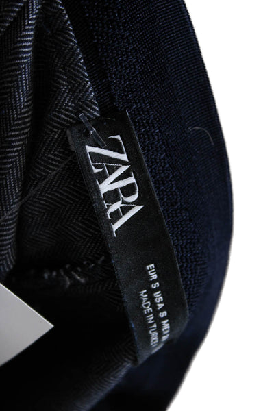 Zara Women Cropped Ankle Dress Pants Dark Blue Striped Size S