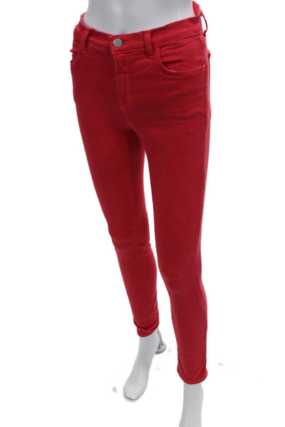 J Brand Womens Red Ankle Jeggings Button Fly Size 28