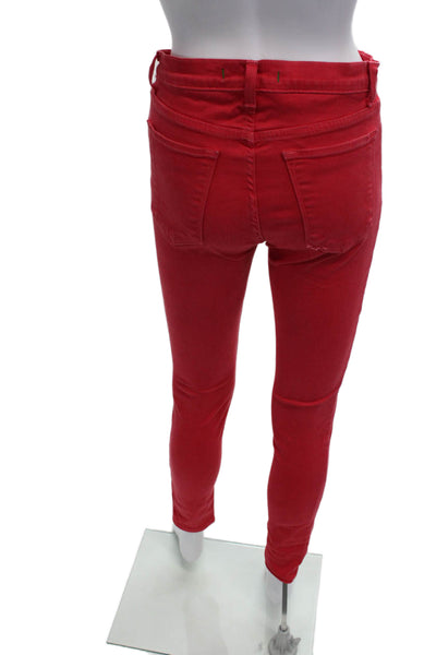 J Brand Womens Red Ankle Jeggings Button Fly Size 28