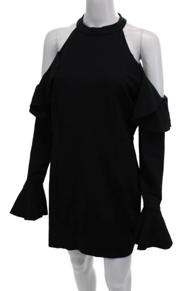 Free People Women Bodycon Mini Black Long Sleeve Mock Neck Dress Size M