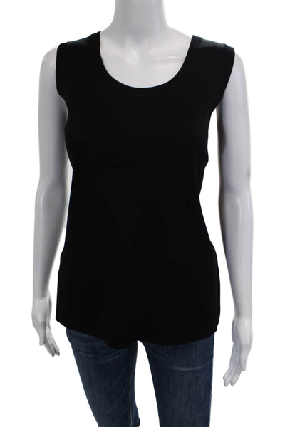 Misook Womens Basic Black Acrylic Sleeveless Round Neck Tank Size M