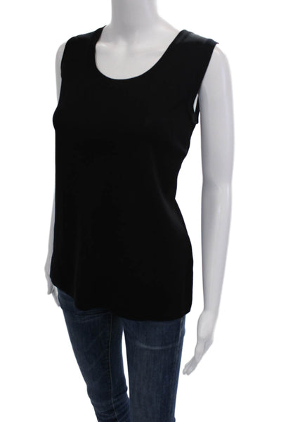 Misook Womens Basic Black Acrylic Sleeveless Round Neck Tank Size M