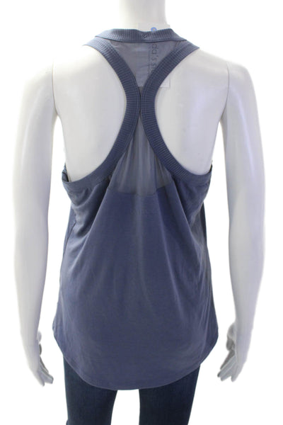 Athleta Womens Sleeveless Mesh Panel Detail Athletic Top Blue Size M