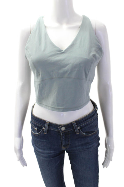 Sweaty Betty Womens V-Neck Strappy Detail Cropped Athletic Top Blue Size L