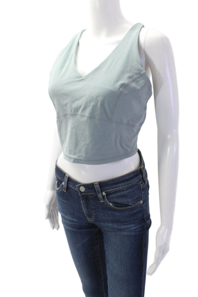 Sweaty Betty Womens V-Neck Strappy Detail Cropped Athletic Top Blue Size L