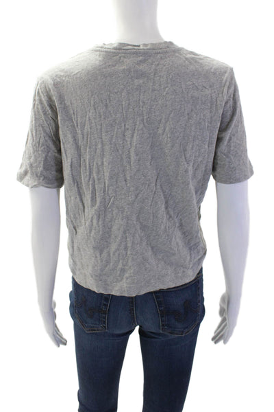L'Agence Women Cropped Basic Gray Crew Neck T-Shirt Size L