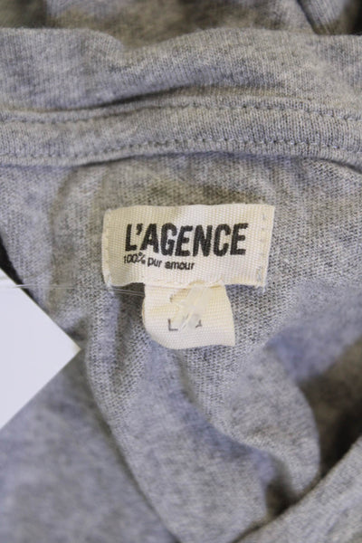 L'Agence Women Cropped Basic Gray Crew Neck T-Shirt Size L