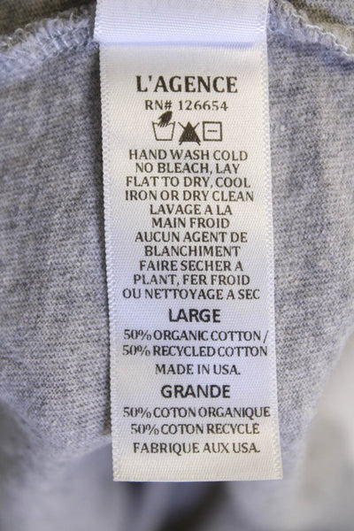 L'Agence Women Cropped Basic Gray Crew Neck T-Shirt Size L