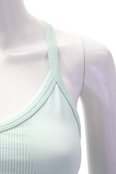 ALALA Womens Ribbed Detail Racerback Sports Bra And Shorts Set Green Size XS