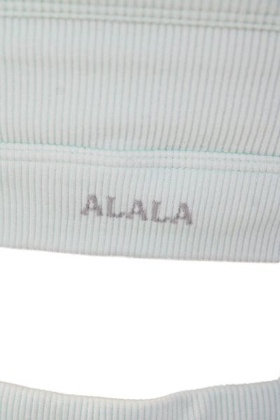 ALALA Womens Ribbed Detail Racerback Sports Bra And Shorts Set Green Size XS