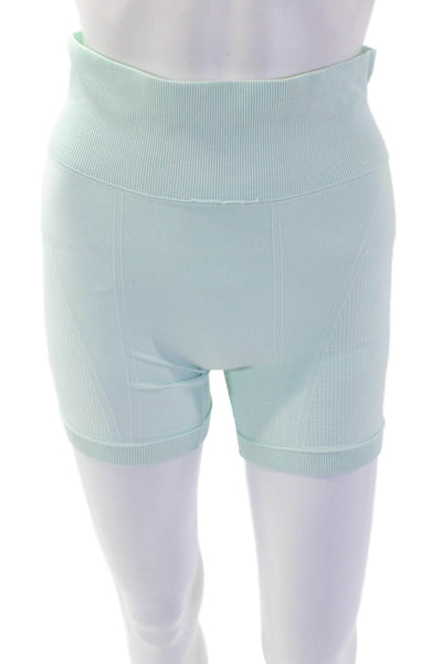 ALALA Womens Ribbed Detail Racerback Sports Bra And Shorts Set Green Size XS