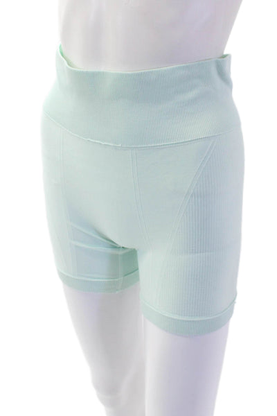 ALALA Womens Ribbed Detail Racerback Sports Bra And Shorts Set Green Size XS