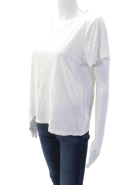 J Crew Women White Cotton Crew Neck Short Sleeve Basic T-Shirt Size S