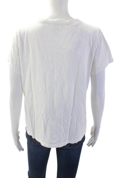 J Crew Women White Cotton Crew Neck Short Sleeve Basic T-Shirt Size S
