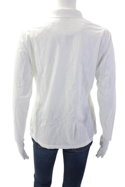 Peter Millar Womens White Cotton Collared Polo Long Sleeve Size M