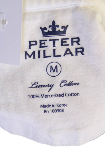 Peter Millar Womens White Cotton Collared Polo Long Sleeve Size M