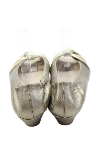 AGL Attilio Giusti Leombruni Womens Wedge Heel Peep Toe Pumps Gold Size 37.5