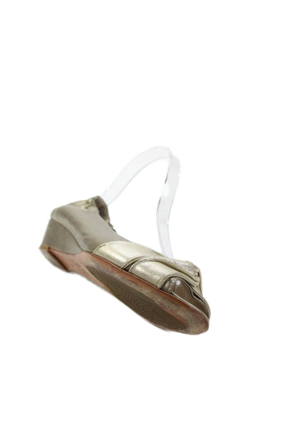 AGL Attilio Giusti Leombruni Womens Wedge Heel Peep Toe Pumps Gold Size 37.5