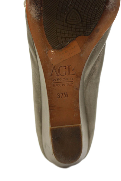 AGL Attilio Giusti Leombruni Womens Wedge Heel Peep Toe Pumps Gold Size 37.5