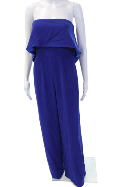 Jay Godfrey Women Jumpsuit Blue Sweetheart Sleeveless Polyester Blend Size 2