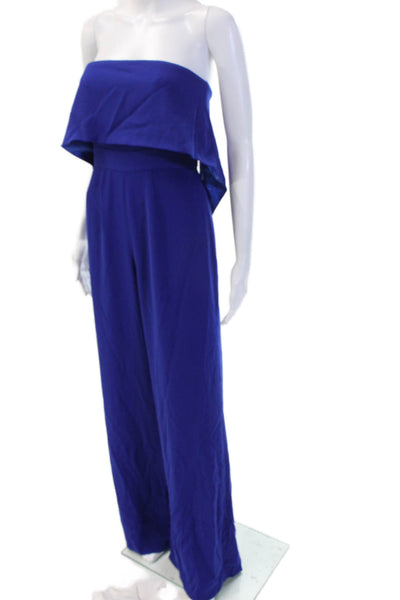 Jay Godfrey Women Jumpsuit Blue Sweetheart Sleeveless Polyester Blend Size 2