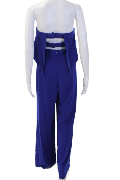 Jay Godfrey Women Jumpsuit Blue Sweetheart Sleeveless Polyester Blend Size 2