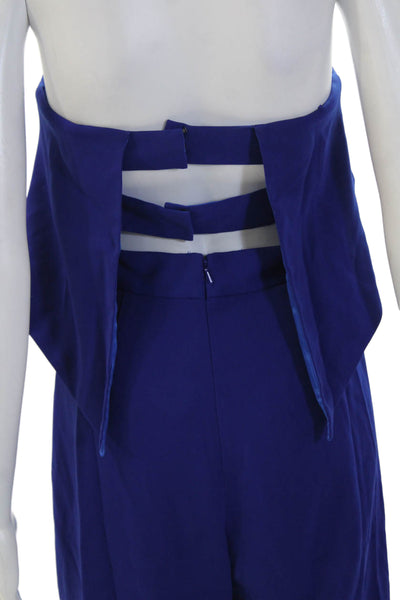 Jay Godfrey Women Jumpsuit Blue Sweetheart Sleeveless Polyester Blend Size 2