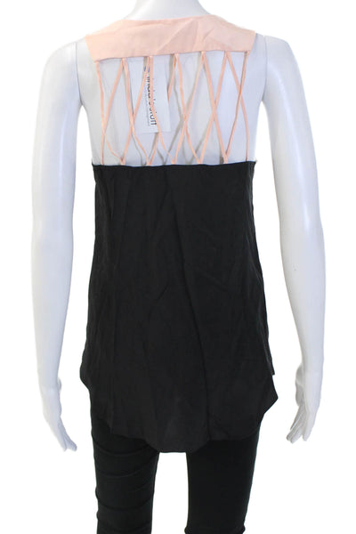 Jay Godfrey Women Camisole Black Silk Sleeveless Round Neck Size 2