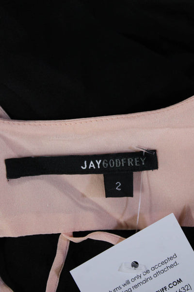 Jay Godfrey Women Camisole Black Silk Sleeveless Round Neck Size 2