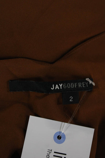 Jay Godfrey Women Brown Silk V-Neck Camisole Bohemian Size 2