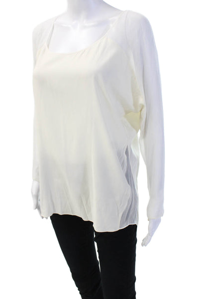 Jay Godfrey Womens Silk Blend Square Neck Long Sleeve Blouse Size 4