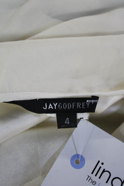 Jay Godfrey Womens Silk Blend Square Neck Long Sleeve Blouse Size 4