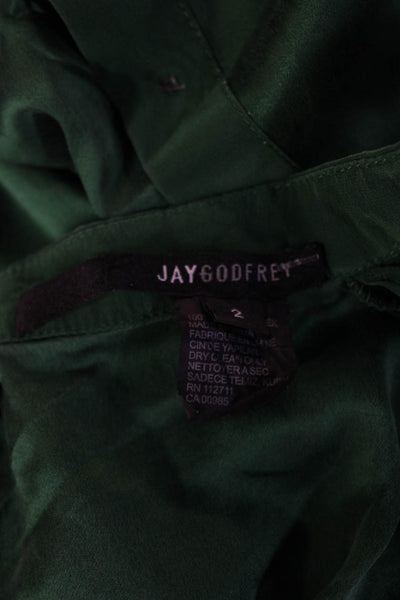 Jay Godfrey Women Silk Sleeveless Collared Button-Up Blouse Green Size 2