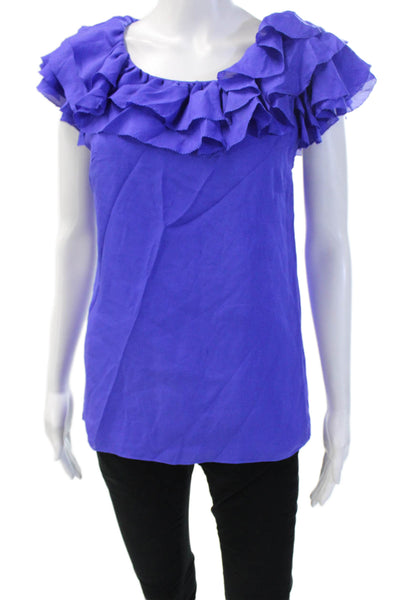 Jay Godfrey Women Purple Silk Blouse Round Neck Sleeveless Size 2