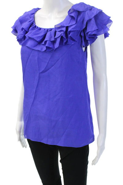Jay Godfrey Women Purple Silk Blouse Round Neck Sleeveless Size 2