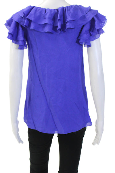 Jay Godfrey Women Purple Silk Blouse Round Neck Sleeveless Size 2