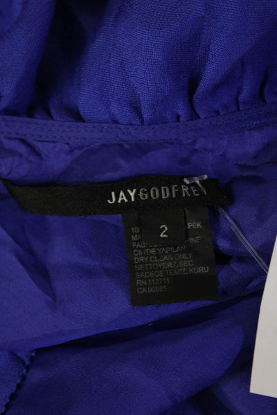 Jay Godfrey Women Purple Silk Blouse Round Neck Sleeveless Size 2
