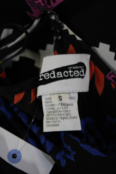 Jay Godfrey Women Button-Up Camisole Black Aztec Silk Sleeveless Size S