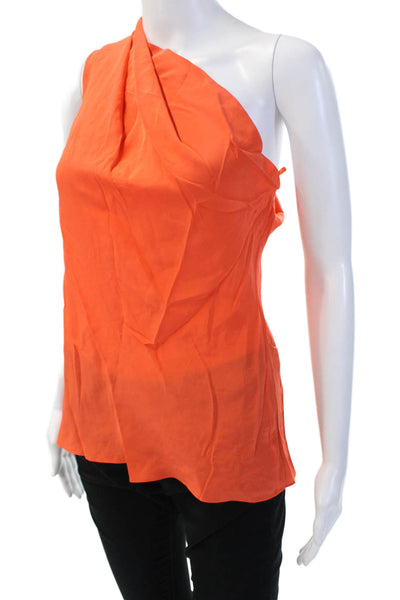 Jay Godfrey Women Silk Sleeveless Blouse Orange Designer Size 2