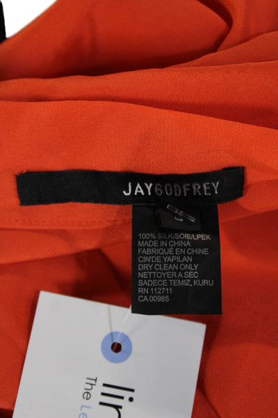 Jay Godfrey Women Silk Sleeveless Blouse Orange Designer Size 2
