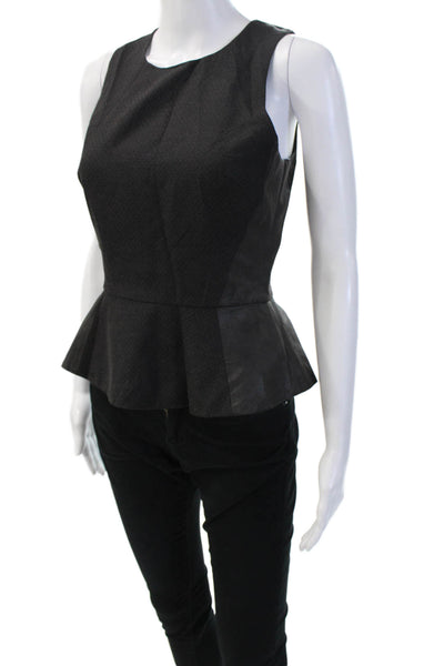 Jay Godfrey Women Black Sleeveless Round Neck Zip Blouse Size 2